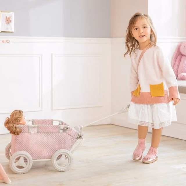 Olivia's Little World Polka Dots Princess Baby Doll Wagon in Pink