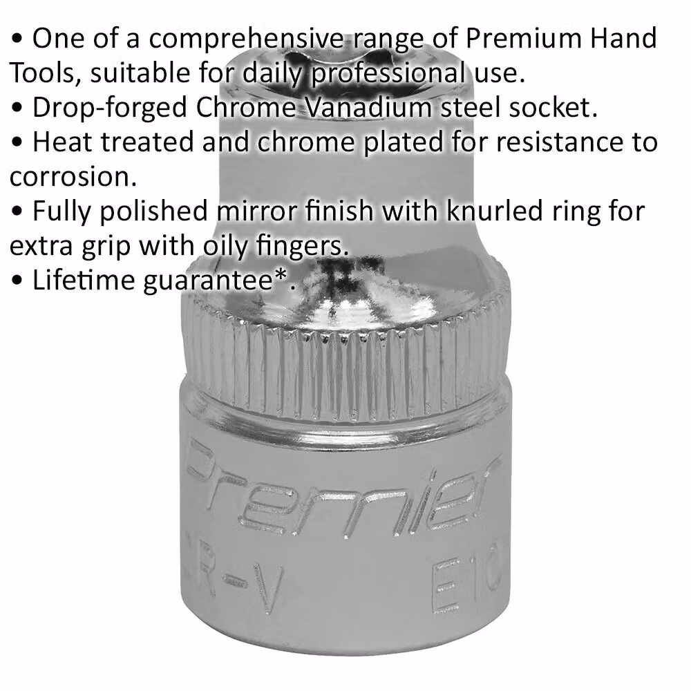 Loops E10 TRX Star Socket Bit 3/8 inch Square Drive Silver Chrome Vanadium Steel – 2