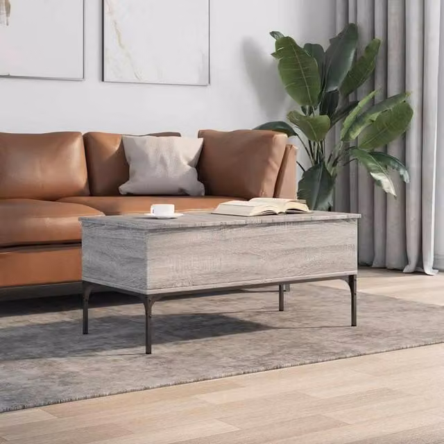 Berkfield Home Comfortable Coffee Table in Grey Sonoma, W/D/H: 100 x 50 x 45 cm – 1
