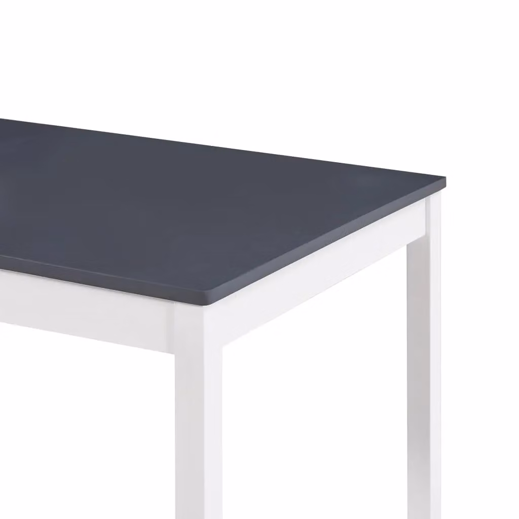 Berkfield Home Rectangular Pinewood Dining Table in White and Grey, W/D/H: 180 x 90 x 73 cm – 2