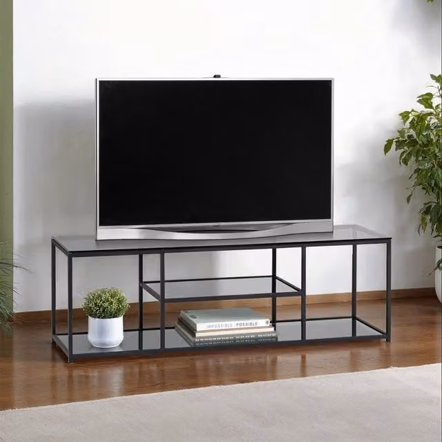 Julian Bowen Chicago TV Unit in Black with Smoked Glass – 1