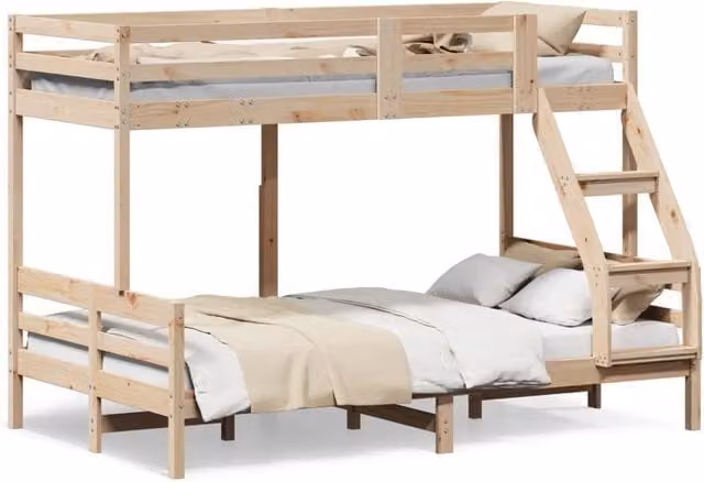 Berkfield Home Solid Wood Bunk Bed in Light Tan Pine, W/D/H: 200 x 80 x 145 cm – 1