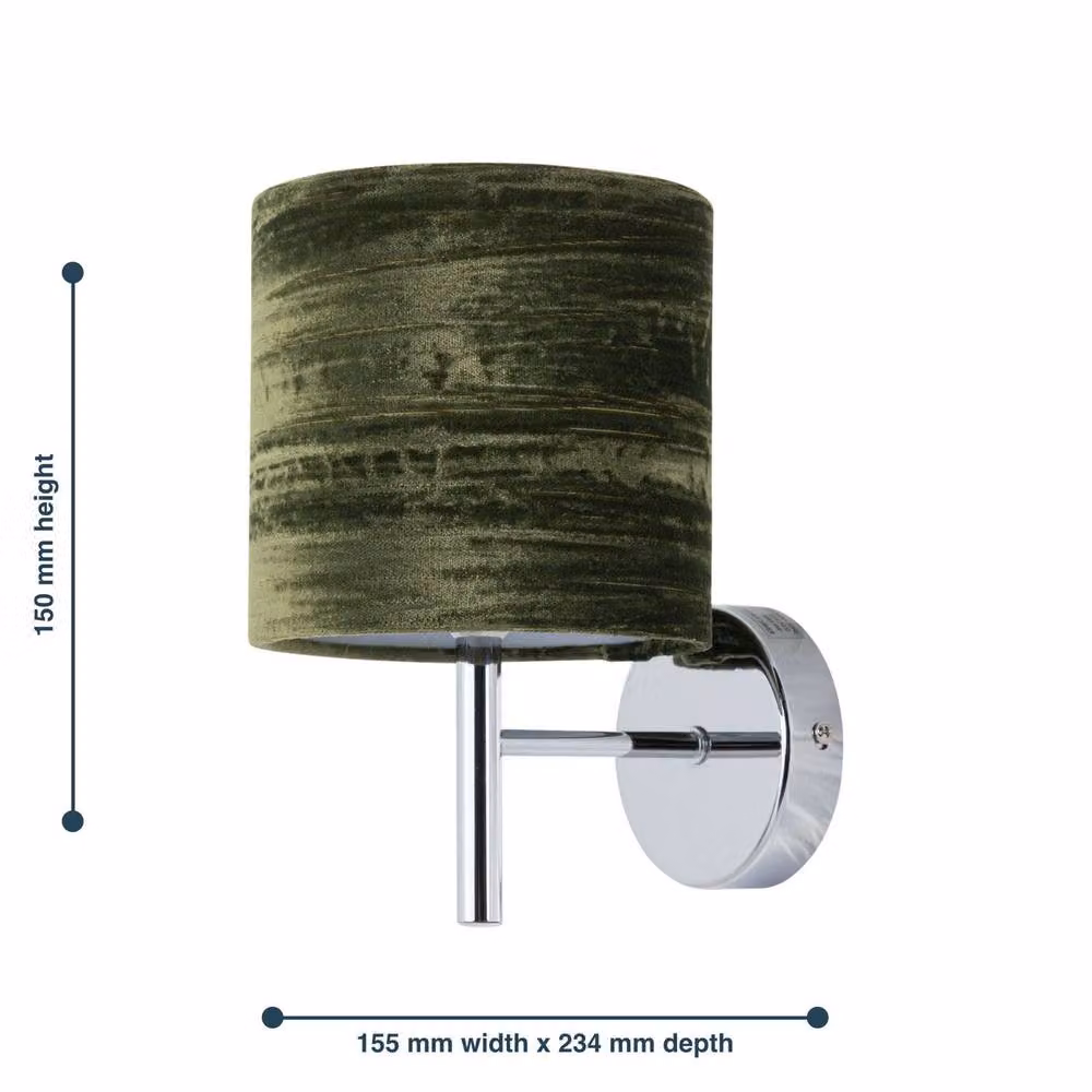 First Choice Lighting Brea Chrome Wall Light with Green Fabric Shade – 4