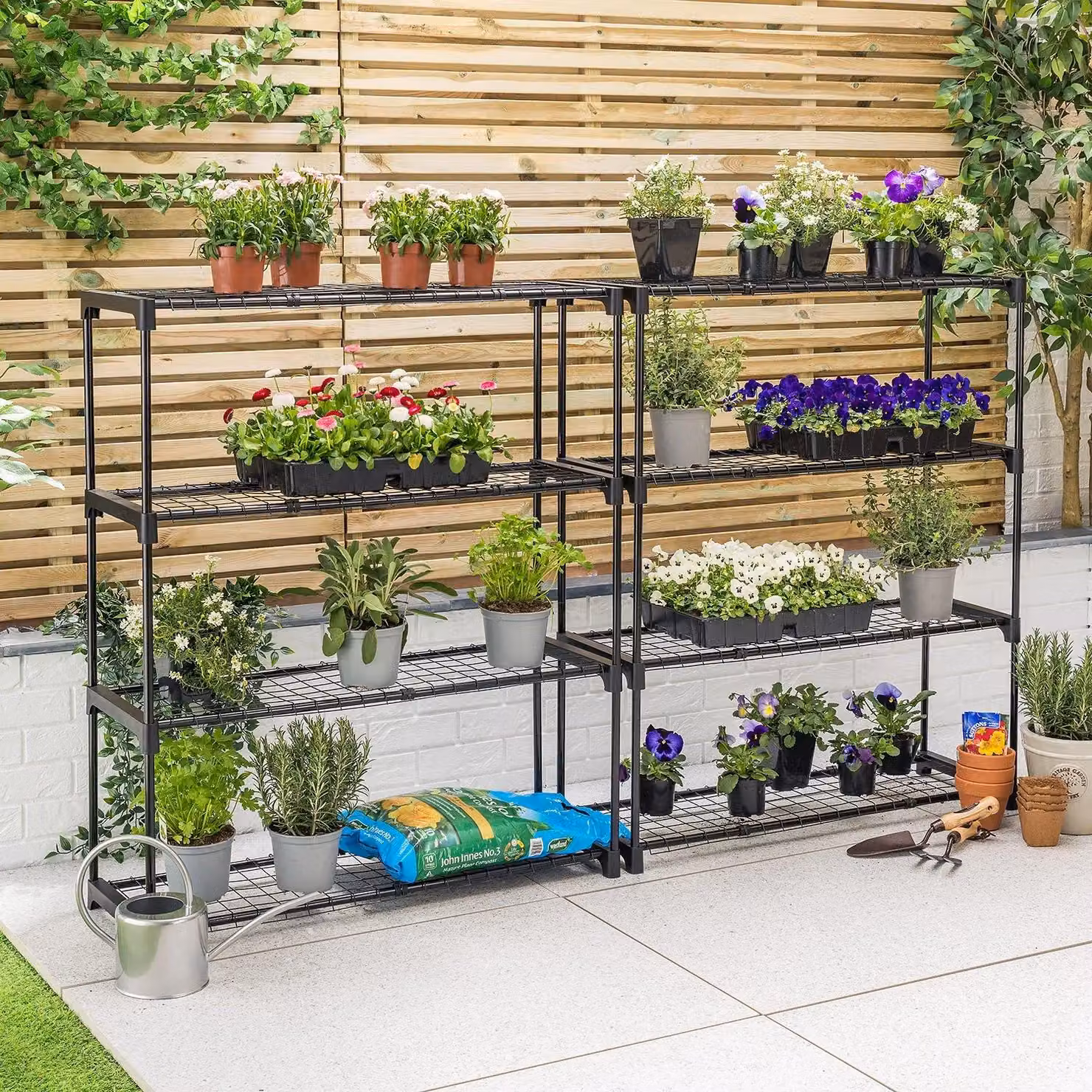 Christow 4 Tier Greenhouse Staging Plant Stand Rack in Black, W/D/H: 107.5 x 90 x 30 cm – 2