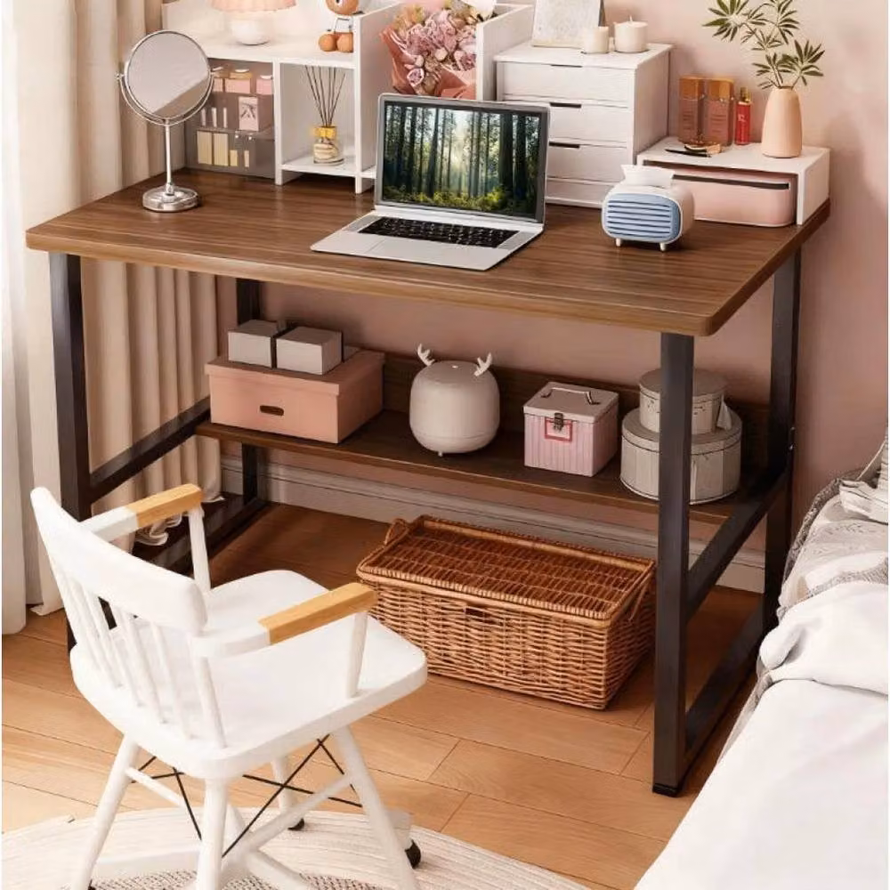 EONLION Brown Computer Desk for Home Office, W: 100 cm, D: 40 cm, H: 70 cm – 2