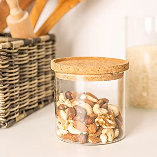 Argon Tableware Scandi Glass Storage Jars with Cork Lids, 0.55 l, 6 Pack, Transparent – 2