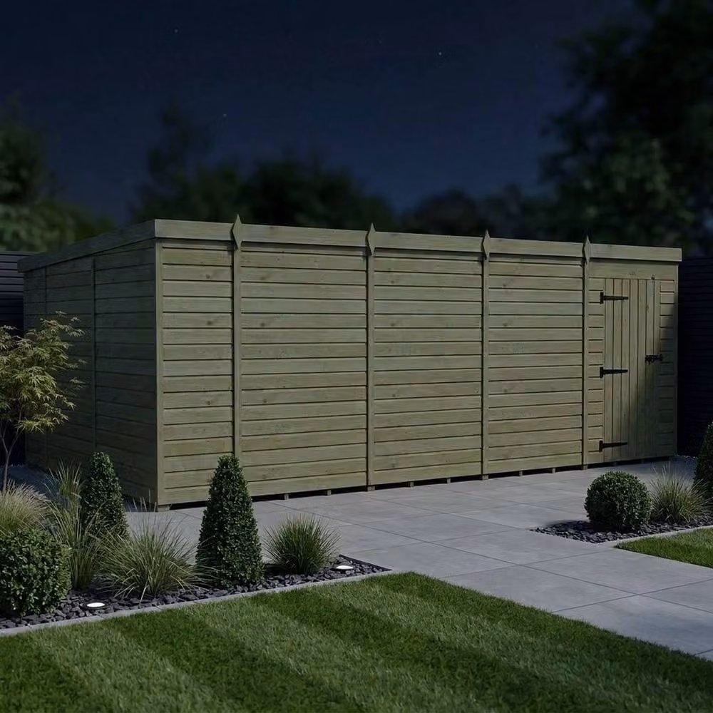 Buttercup Farm Brown Timber Pent Garden Shed with Single Door, W: 305 cm, D: 305 cm, H: 210 cm – 3
