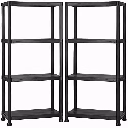 VonHaus 4 Tier Black Wall Mounted Garage and Garden Storage Shelving Units – 10