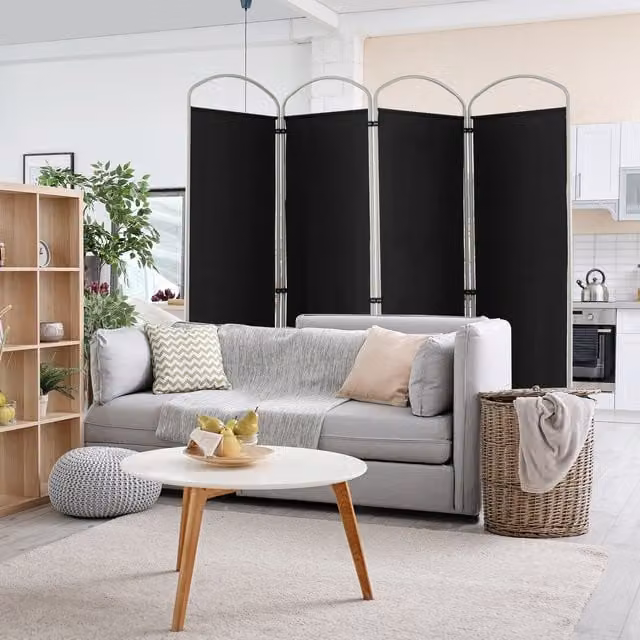 Costway 4-Panel Folding Privacy Screen Room Divider, Black, Height: 188 cm