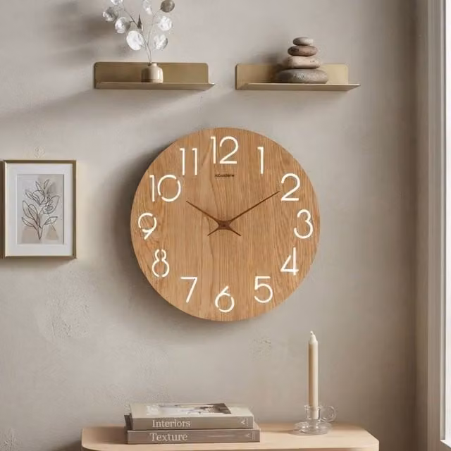 Garden Greatness Modern Brown Wood Effect Square Analog Wall Clock