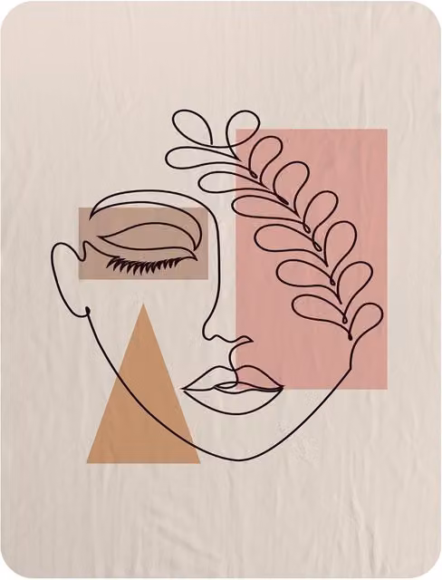 Benjamin Tate Design Minimal Line Drawing of Womens Face Fleece Blanket in Natural, W/D/H: 120 x 150 cm – 2