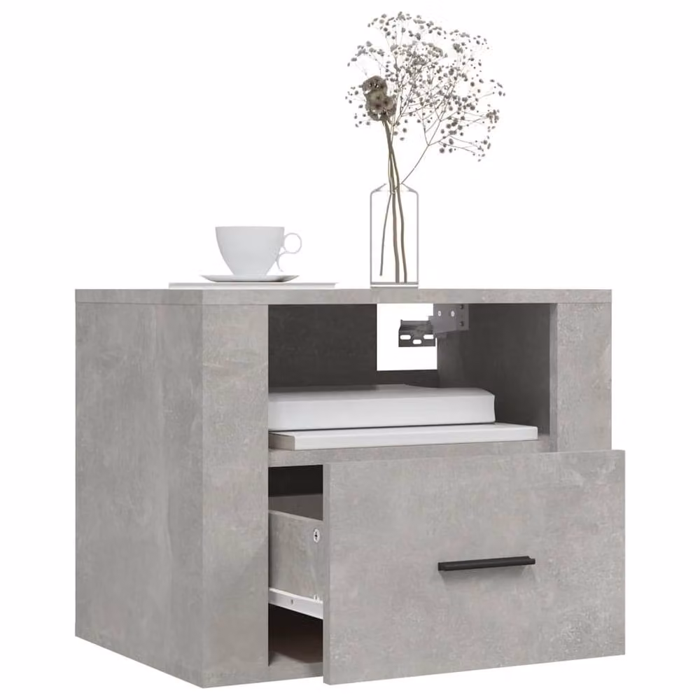 Berkfield Home Wall-mounted Bedside Cabinets, 2 Pack, Concrete Grey, W: 50 cm, D: 36 cm, H: 40 cm – 2