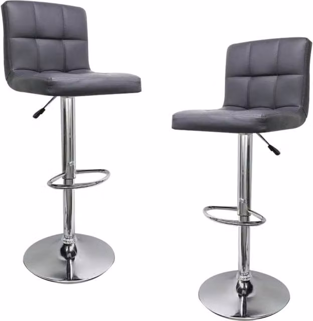 Alivio Modern Grey Synthetic Leather Bar Stools with Metal Frame