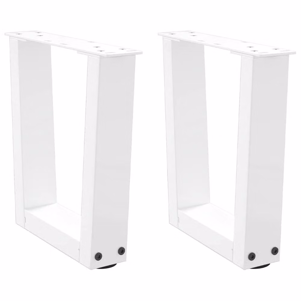 Berkfield Home V-Shape Dining Table Legs, 2 Pieces, White Steel, W: 40 cm, H: 30-31.3 cm