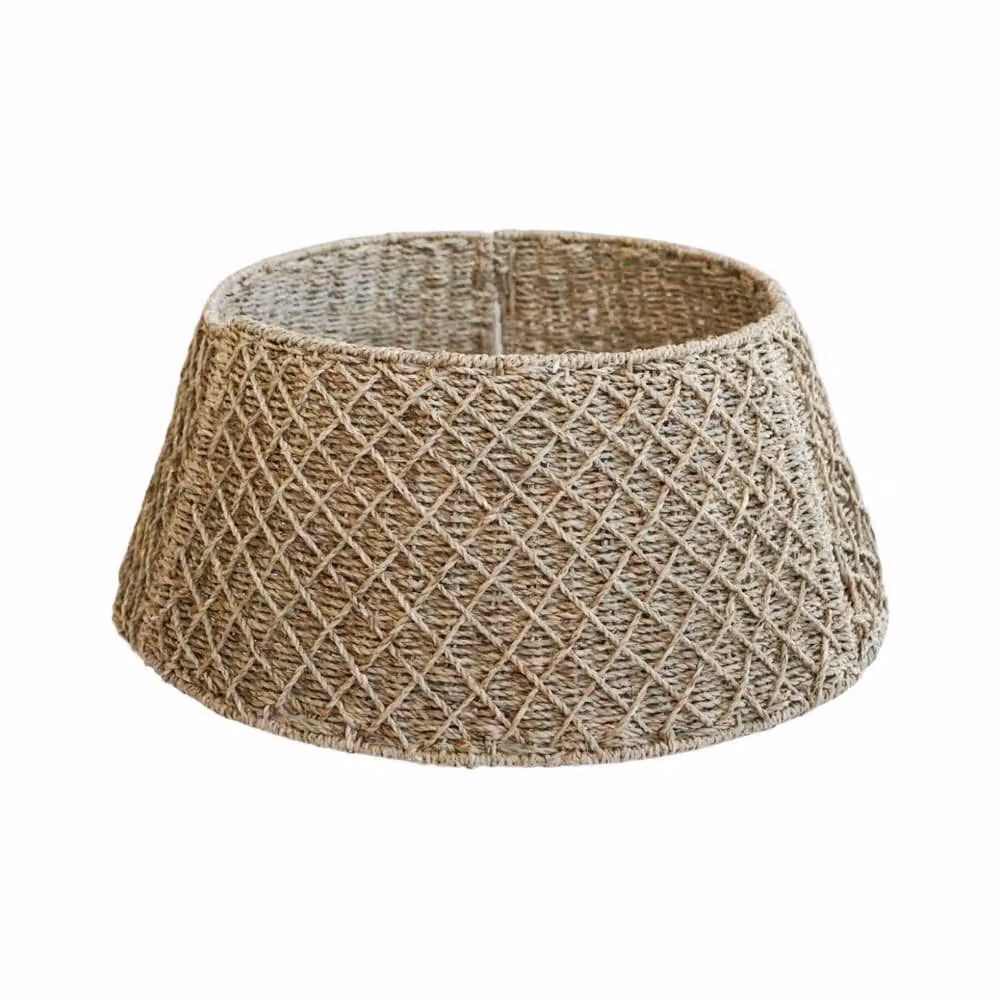 Ivyline Round Diamond Wicker Christmas Tree Skirt in Light Brown, Diameter: 60 cm – 2