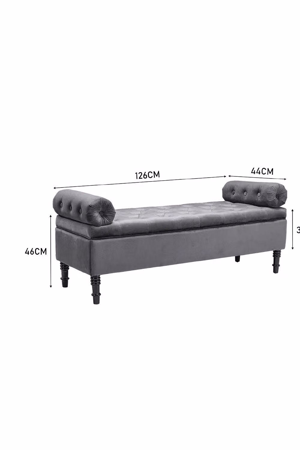 Livingandhome Grey Velvet Upholstered Straight Storage Bench with Armrests – 2
