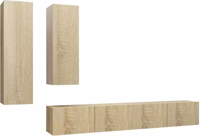 Berkfield Home 4 Piece Modern Sonoma Oak TV Cabinet Set in Brown and Beige