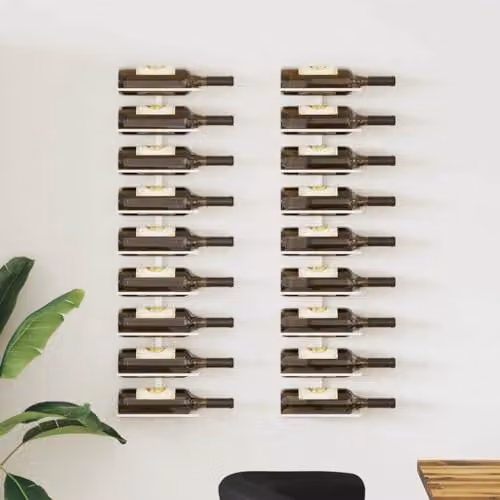 vidaXL Set of 2 White Metal Wall-Mounted Wine Racks for 9 Bottles – 2
