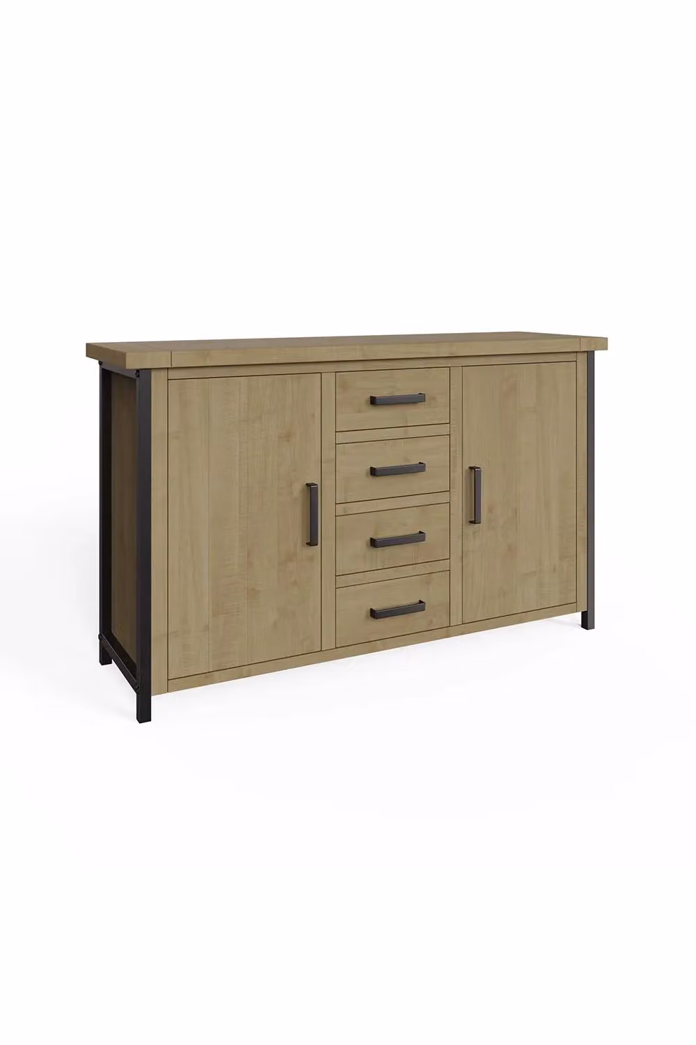 FWStyle Lowry Solid Pine 2 Door 4 Drawer Large Sideboard in Brown, H 90 x W 150 x D 45 cm – 3
