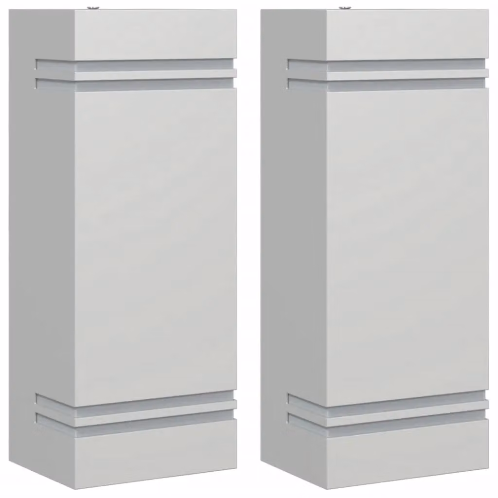 Berkfield Home Set of 2 Modern Rectangular Outdoor Wall Lights in Silver Stainless Steel – 2