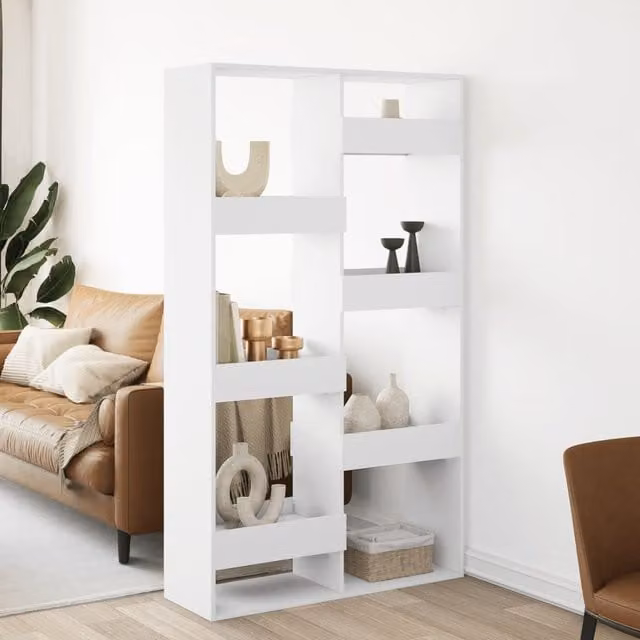 Berkfield Home White Straight Room Divider in MDF, W/D/H: 100 x 33 x 175 cm