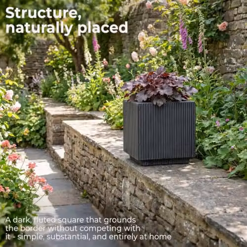IDEALIST Black Reinforced Stone Outdoor Plant Pot, 30 cm, 22 l – 8
