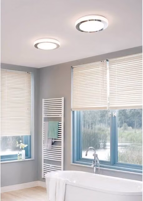 Eglo Carpi LED Ceiling or Wall Bathroom Light in White and Chrome, Diameter: 30 cm