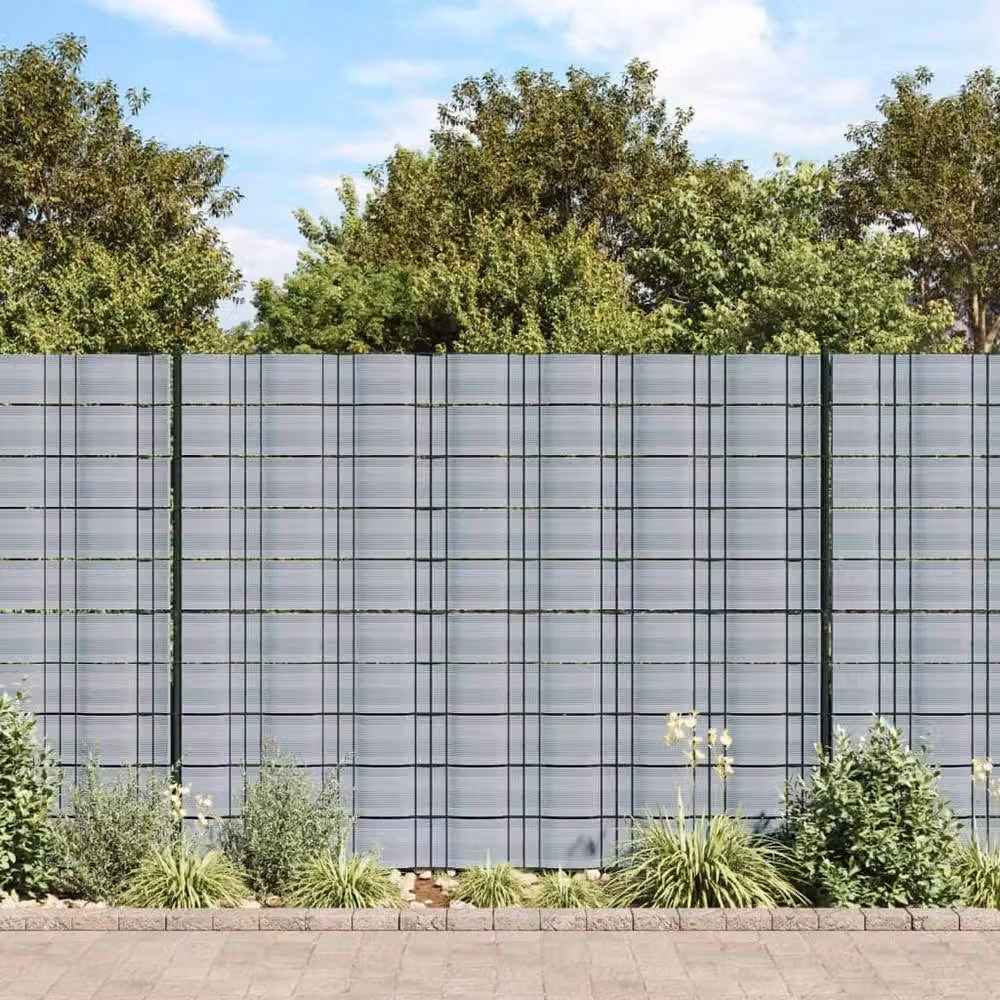 Berkfield Home Garden Privacy Screen Strips, 10 Pack, Grey PVC and Metal, W: 252.5 cm, H: 19 cm – 2