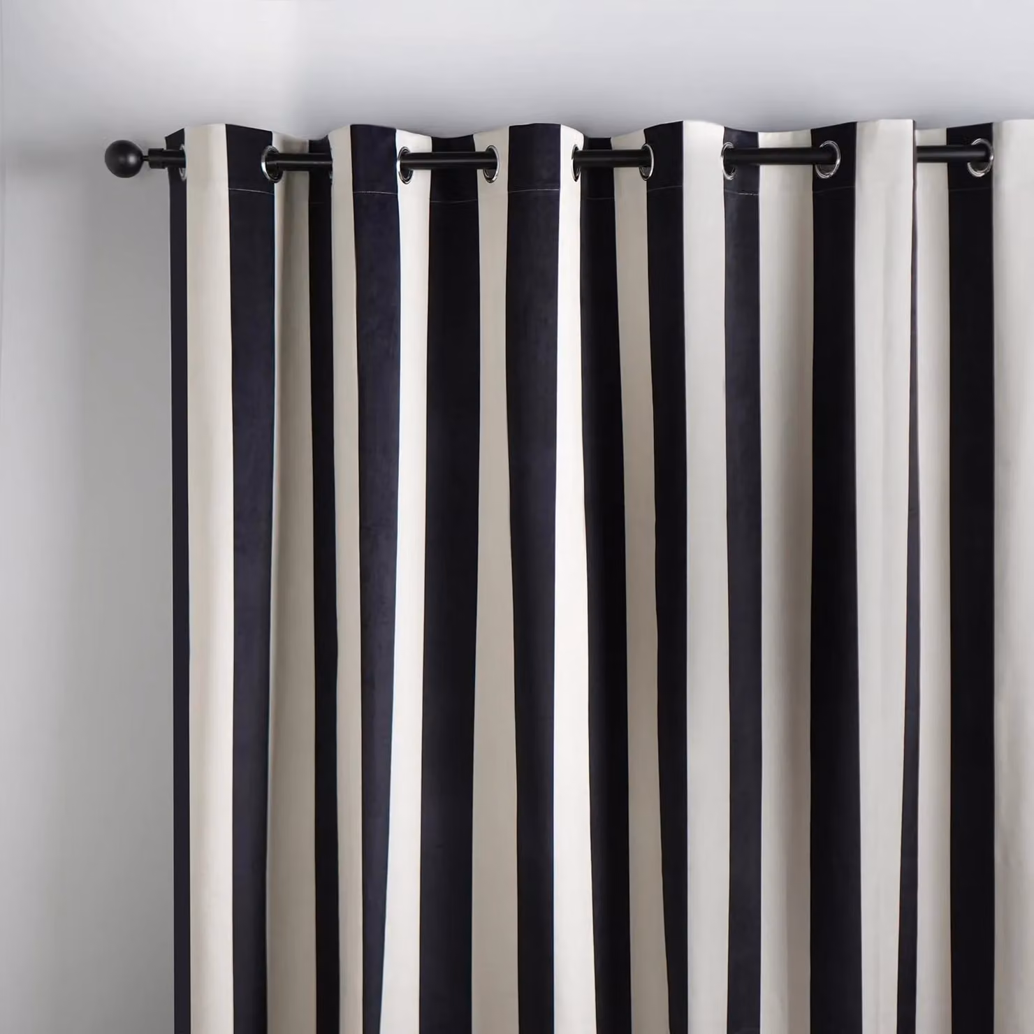 OHS White Striped Thermal Blackout Eyelet Curtains, Pair of Panels, Width: 229 cm, Drop: 229 cm – 5