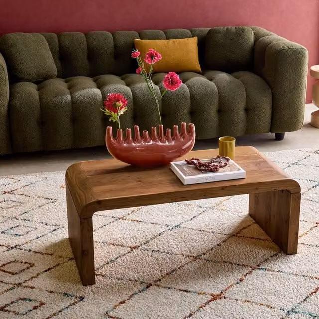 sweeek Rectangular Solid Acacia Wood Coffee Table in Dark Brown, W/D/H: 50 x 40 x 25 cm – 1
