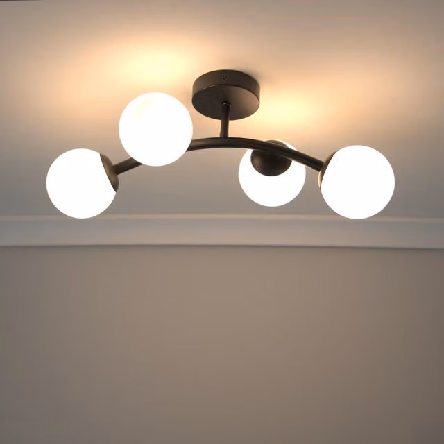 ValueLights Jas 4 Way Modern Ceiling Light with LED Bulbs, Black