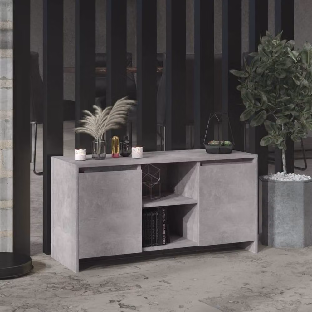 Berkfield Home Modern TV Cabinet in Concrete Grey, W/D/H: 102 x 37.5 x 52.5 cm – 2