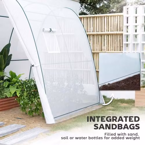Outsunny White Portable Greenhouse Gardening Plant Hot House with W/D/H: 180 x 180 x 200 cm – 4