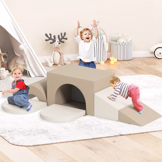 Costway 7 Piece Grey Foam Stacking Climbing Blocks
