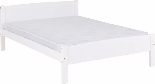 Seconique Amber Double Bed Frame in White Wood and MDF, W/D/H: 140 x 200 x 72 cm