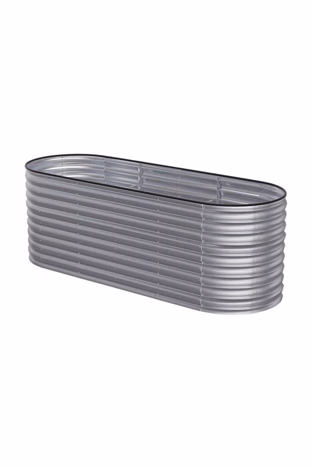 Garden Sanctuary Oval-Shaped Galvanised Steel Raised Bed in Silver, W/D/H: 80 x 80 x 80 cm – 2