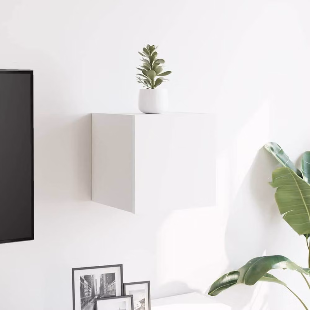 Berkfield Home Wall Mounted TV Cabinet in White, W/D/H: 30.5 x 30 x 30 cm