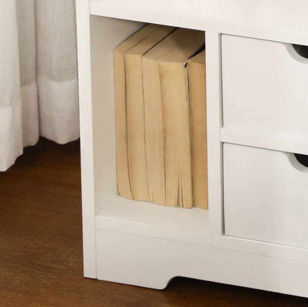 STILVORA Modern White Bedside Table with 2 Drawers and Shelves, W/D/H: 40 x 30 x 60 cm – 2