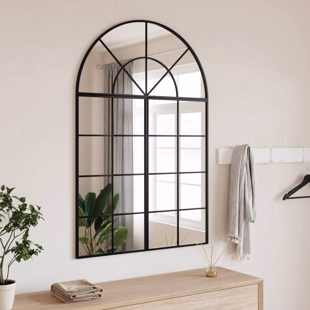 Berkfield Home Black Metal Wall Mirror, W: 80 cm, H: 120 cm – 2