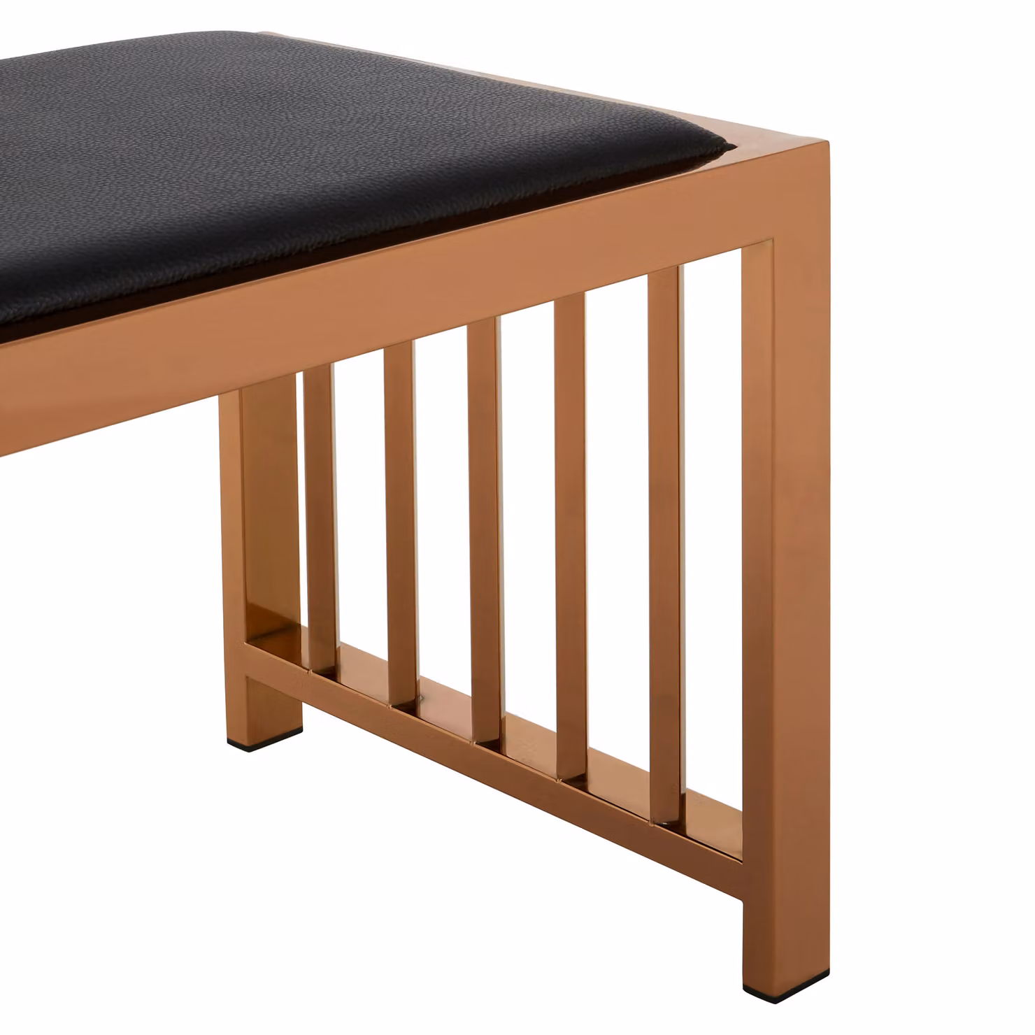 Orsina Contemporary Rose Gold Leather Upholstered Bench with Metal Frame, W/D/H: 150 x 40 x 40 cm – 4