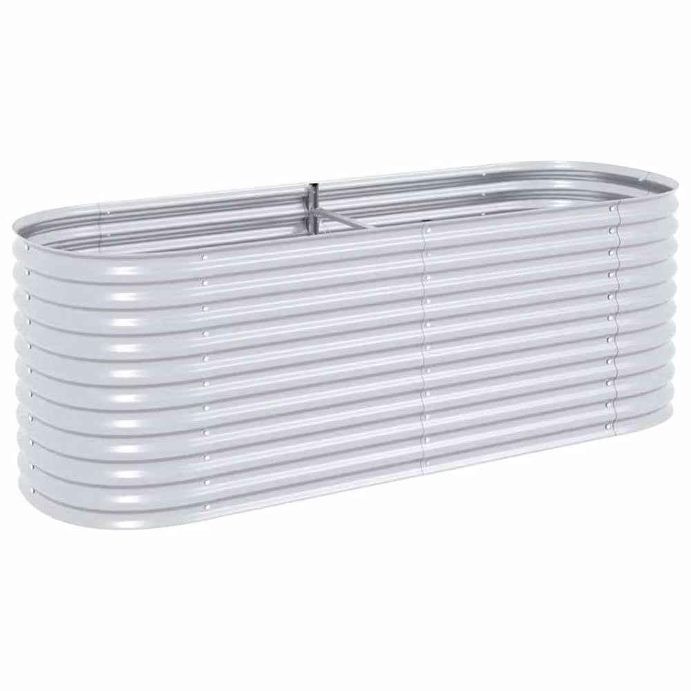 Berkfield Home Garden Galvanised Steel Raised Bed in Silver, W/D/H: 240 x 80 x 81 cm – 2