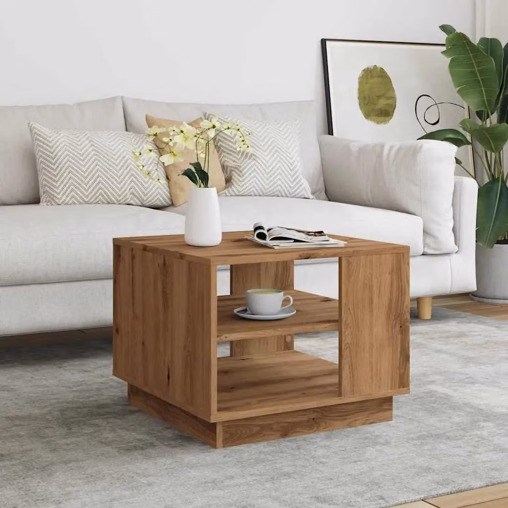 Berkfield Home Artisan Oak Coffee Table in Brown, W/D/H: 55 x 55 x 42 cm – 3