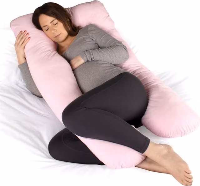Dreamcatcher U-Shaped Maternity Support Pregnancy Pillow in Blue and Pink Micro Fleece – 1