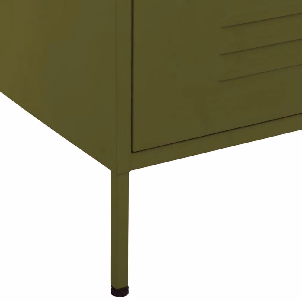 Berkfield Home Durable Metal Chest of Drawers, Olive Green, W: 80 cm, D: 35 cm, H: 101.5 cm – 3