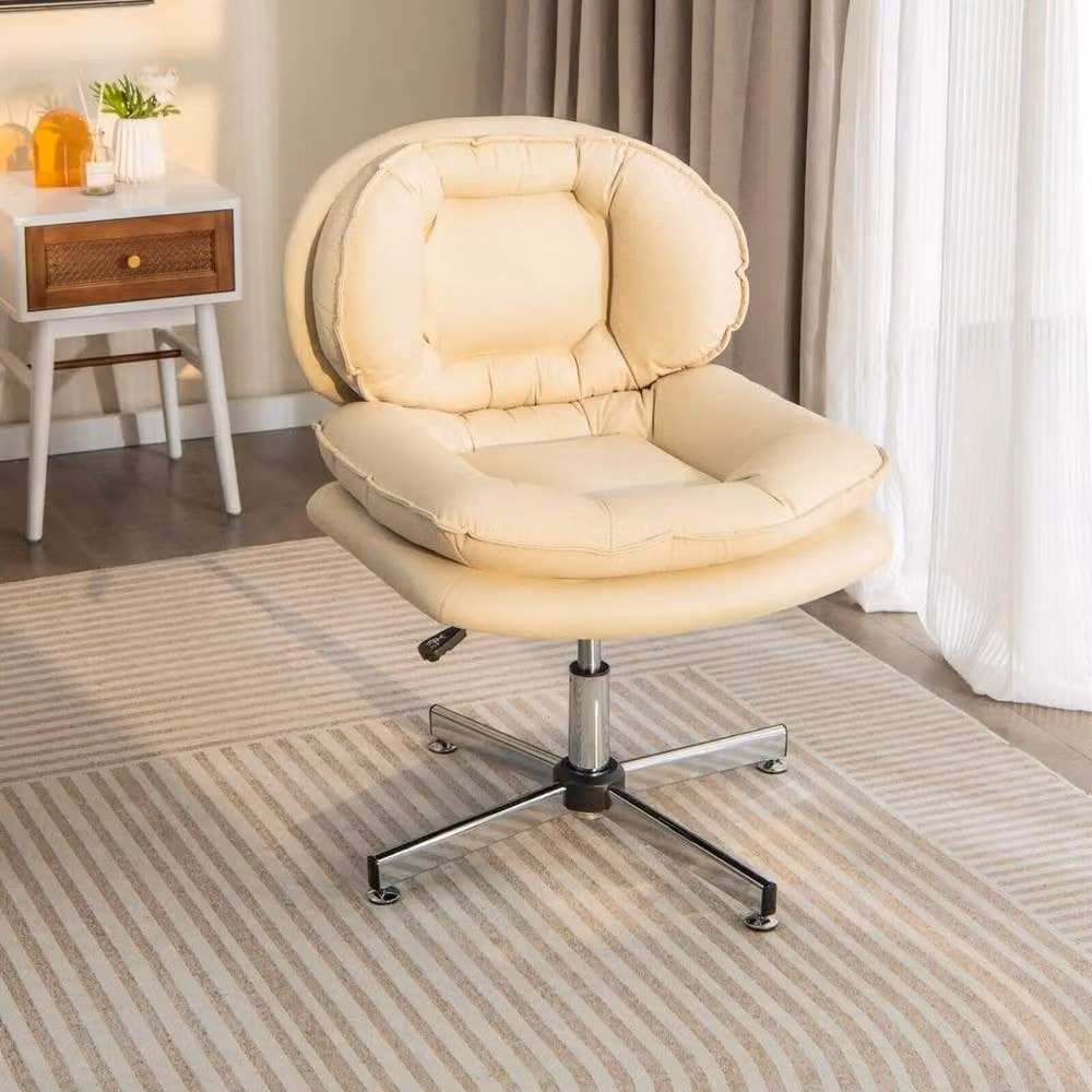 EONLION Beige Synthetic Leather Swivel Home Office Task Chair – 4