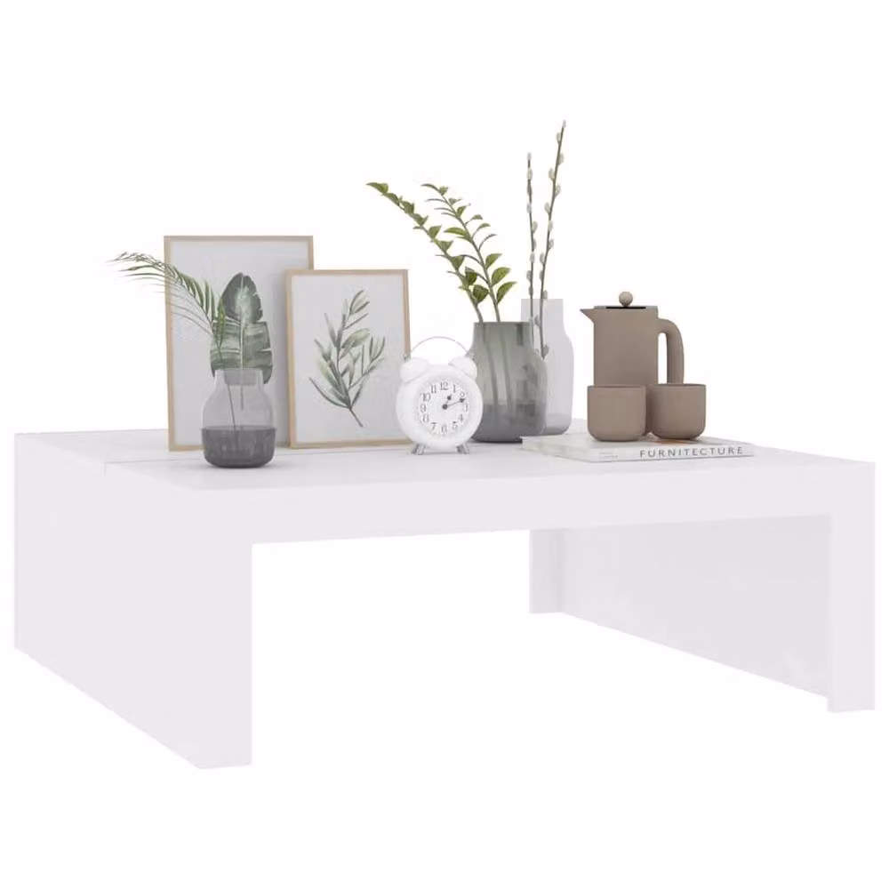 Berkfield Home Modern Square Coffee Table in White, W/D/H: 100 x 100 x 35 cm – 2