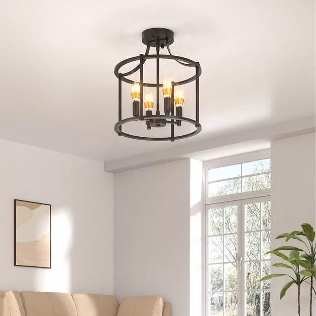 Komore Industrial Black Metal Cylinder Ceiling Light
