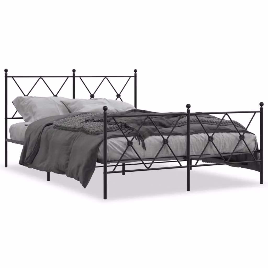 Berkfield Home Metal Bed Frame with Footboard, Black, W/D/H: 140 x 190 cm – 2