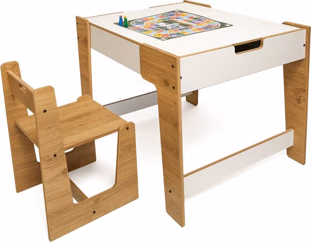 Minera White Wooden Childrens Play Table and Chair Set