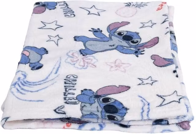 Lilo & Stitch Chilled Vibes Fluffy Fleece Blanket in White, W/D/H: 150 x 120 x 1 cm